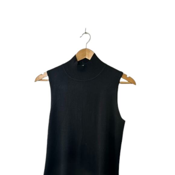 Cable & Gauge Black Mock Neck Sleeveless Ribbed Sheath Dress Women's Small New - Picture 2 of 9